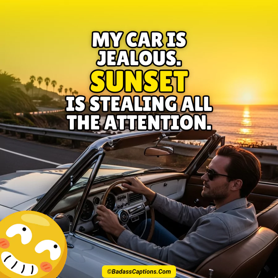 Sunset Car Captions for Instagram